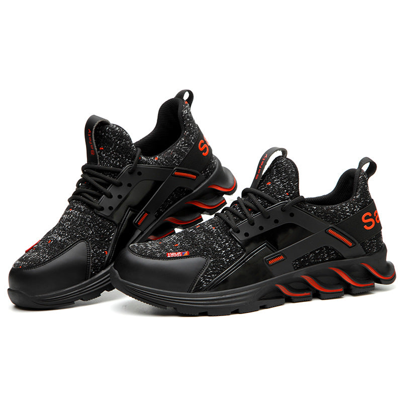 Indestructible Baotou Steel-toe Low-cut Sneakers - Happy Health Happy Health Happy Health Black red / 36