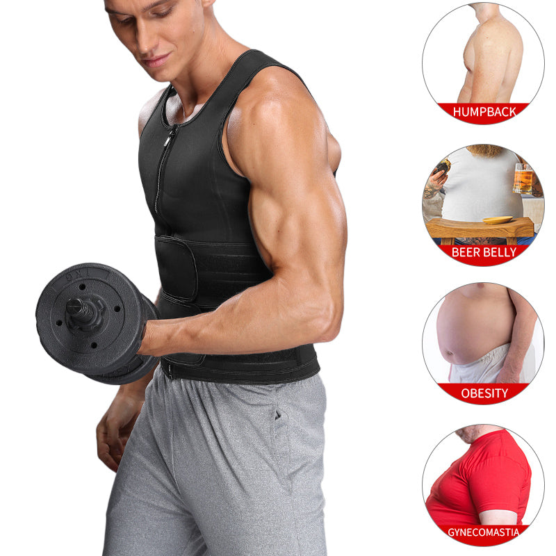 Mens Fitness Waist Trainer Double Strength Fabric Belt Sweat Compressions Vest