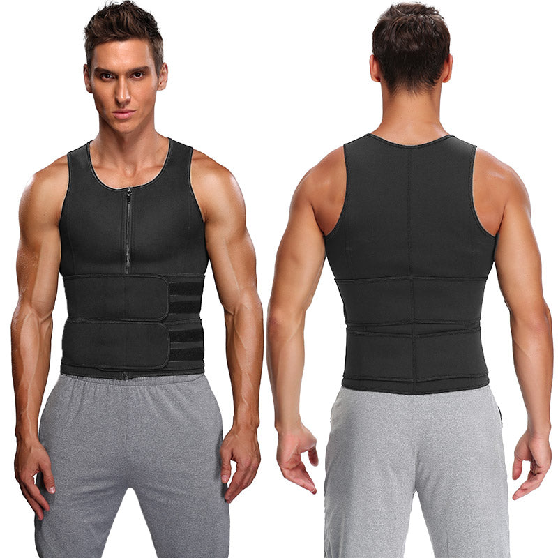 Mens Fitness Waist Trainer Double Strength Fabric Belt Sweat Compressions Vest