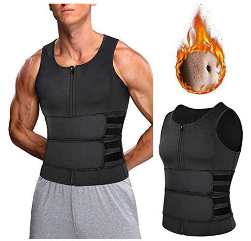 Mens Fitness Waist Trainer Double Strength Fabric Belt Sweat Compressions Vest