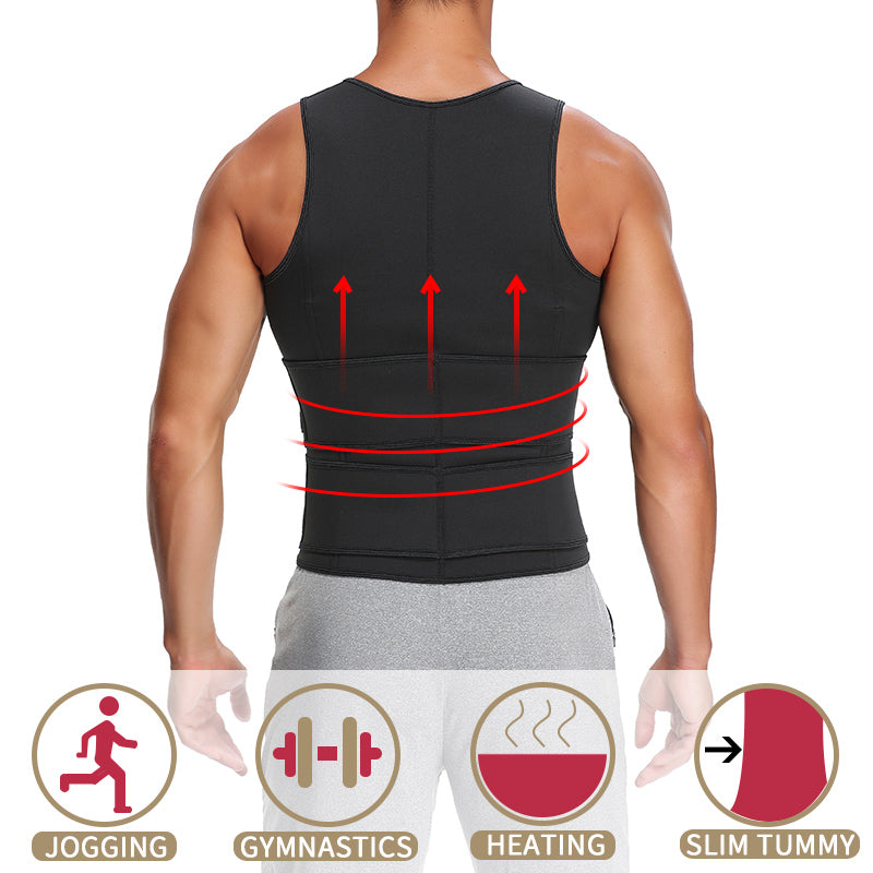 Mens Fitness Waist Trainer Double Strength Fabric Belt Sweat Compressions Vest