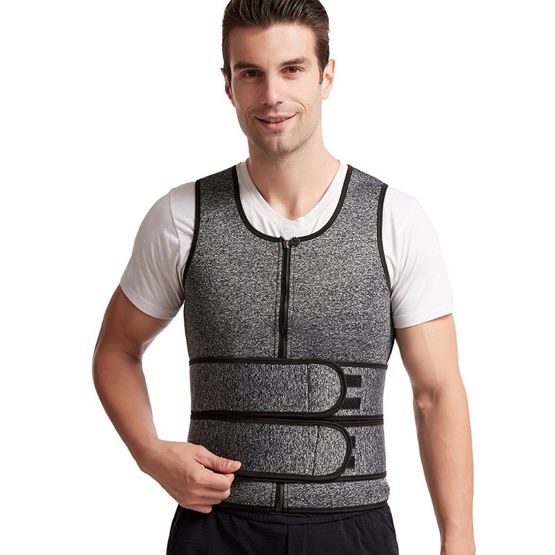 Mens Fitness Waist Trainer Double Strength Fabric Belt Sweat Compressions Vest