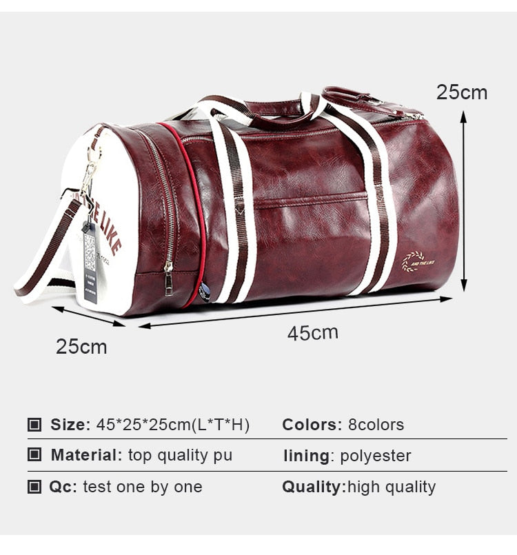 Leather Waterproof Outdoor Sports Gym Bag Fitness Leather Bag Duffel - Happy Health Happy Health Happy Health