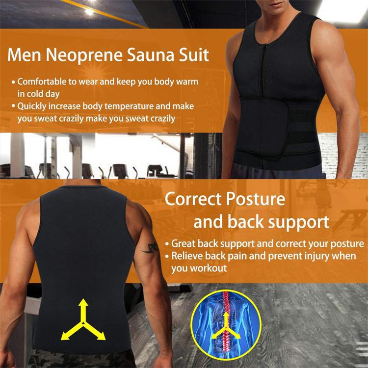 Mens Fitness Waist Trainer Double Strength Fabric Belt Sweat Compressions Vest