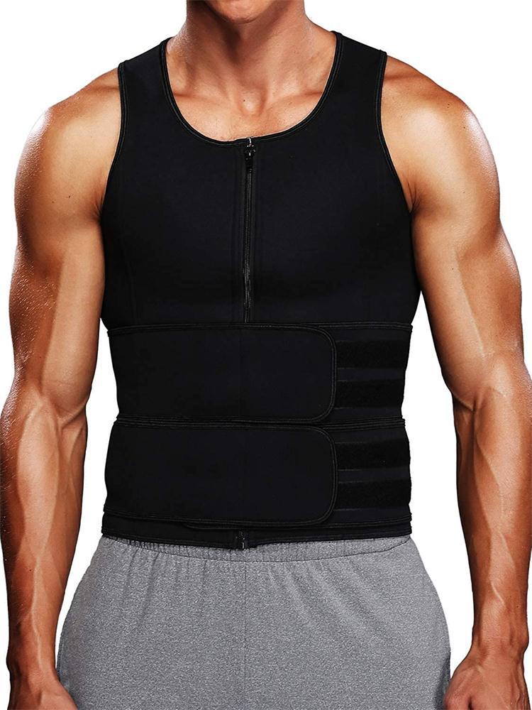 Mens Fitness Waist Trainer Double Strength Fabric Belt Sweat Compressions Vest